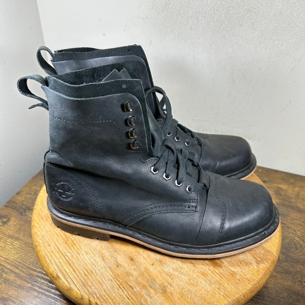 Dr. Martens Pier Black Leather Cap Toe Lace Up Boots Mens 11 UK 10 EU 45